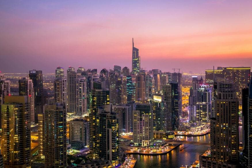 Dubai skyline at dusk